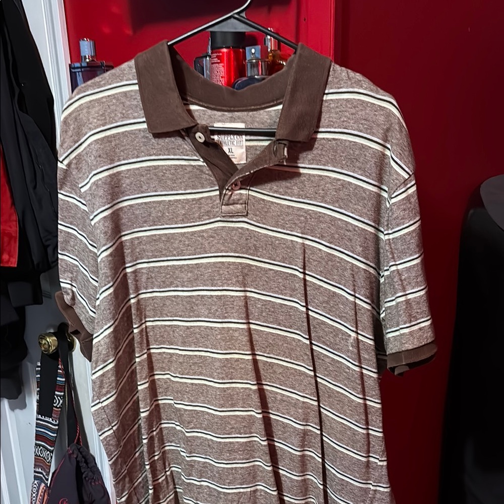 Mossimo Supply Co. Brown and White Polo Shirt